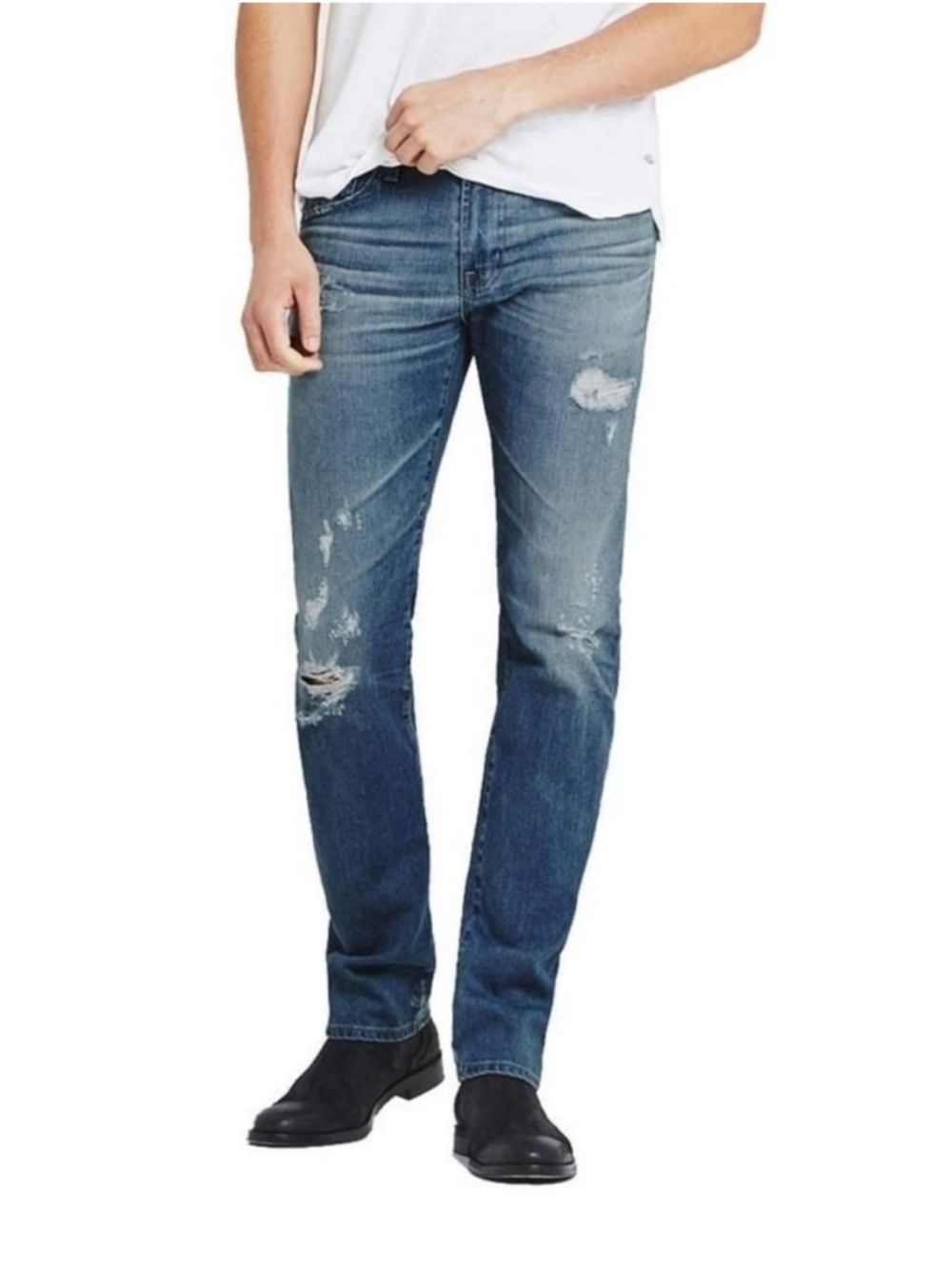 NWT AG The Graduate Tailored Leg AG-ED Denim Jeans Slight Distressing Size 30